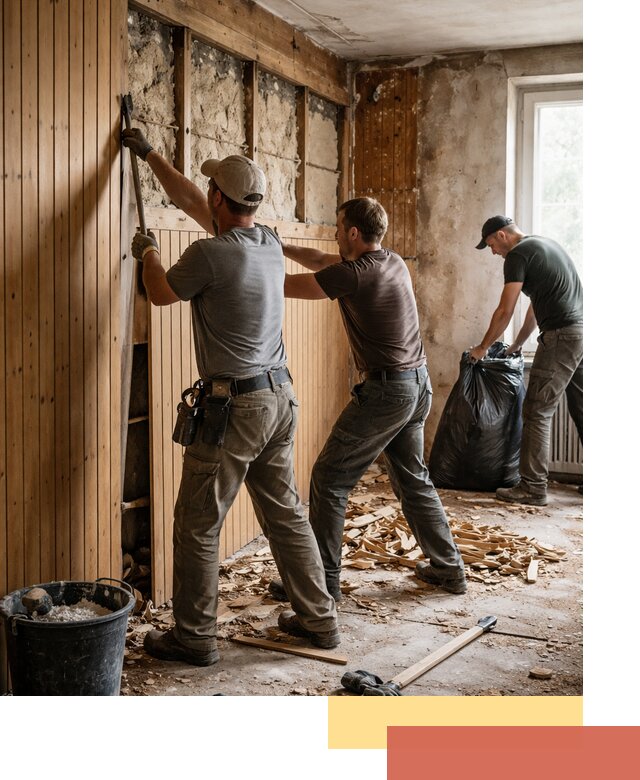 Демонтаж вагонки и вывоз материалов в соколе