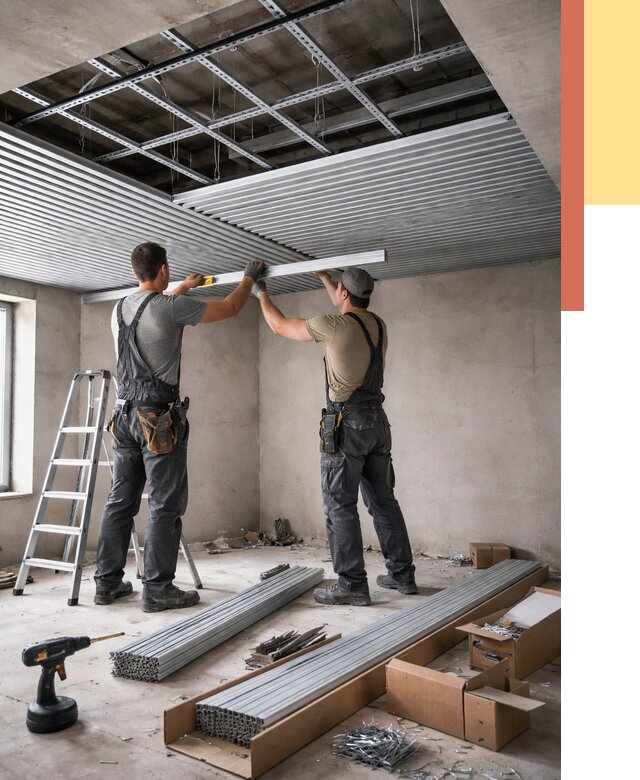 Монтаж реечного потолка в соколе от 4689 руб. под ключ | ОТДЕЛОЧНИК-Скл