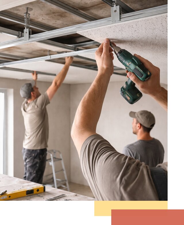 Монтаж акустического потолка в соколе под ключ