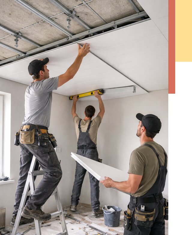 Монтаж потолка из ПВХ панелей в соколе от 3647 руб./м2 — быстро и недорого | ОТДЕЛОЧНИК-Скл