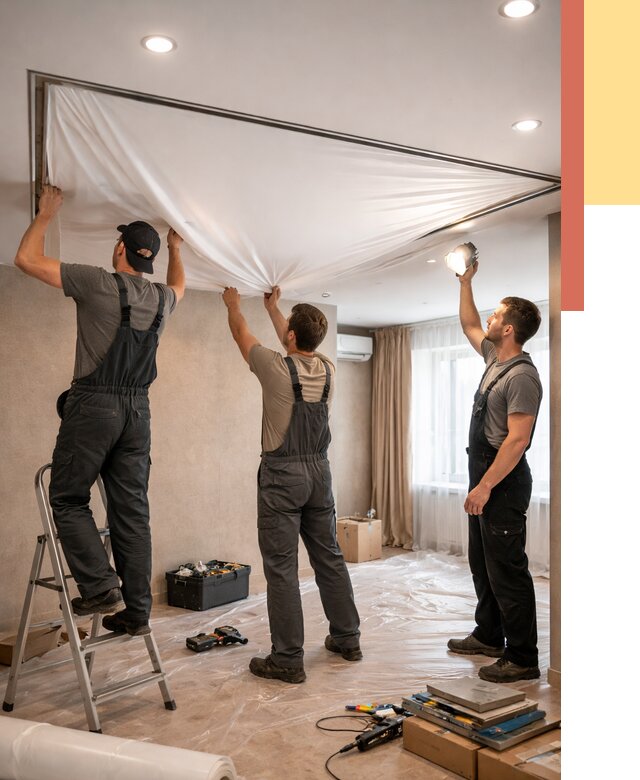 Монтаж ПВХ натяжного потолка в соколе от 3647 руб. под ключ | ОТДЕЛОЧНИК-Скл