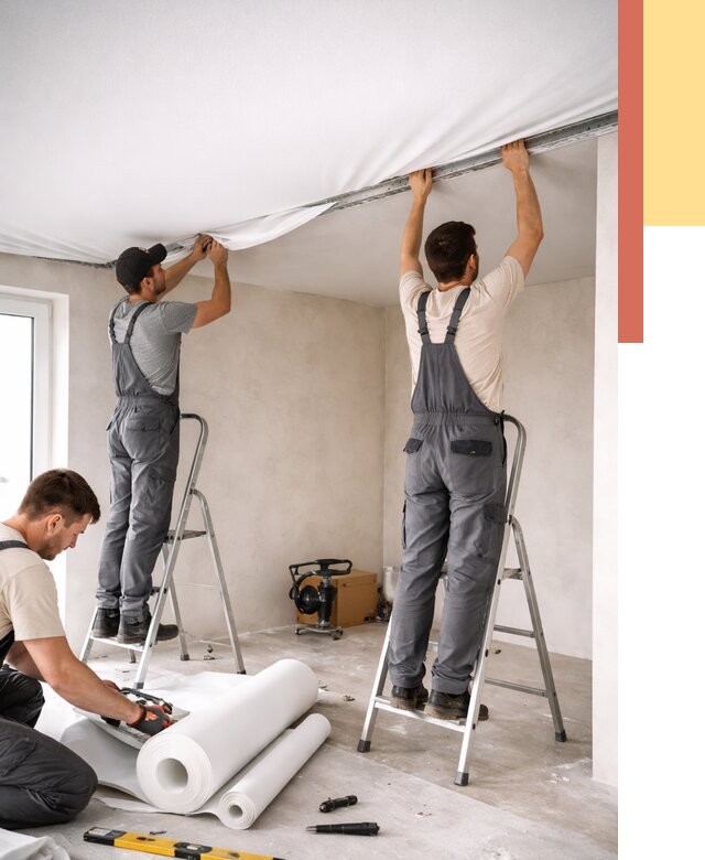 Монтаж тканевого натяжного потолка в соколе от 3647 руб. под ключ | ОТДЕЛОЧНИК-Скл