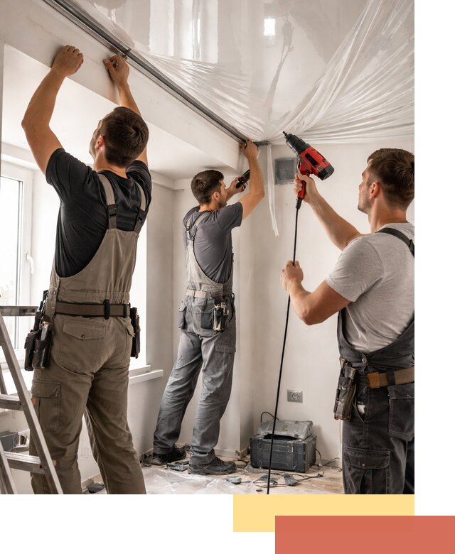 Монтаж глянцевого натяжного потолка в соколе быстро и качественно