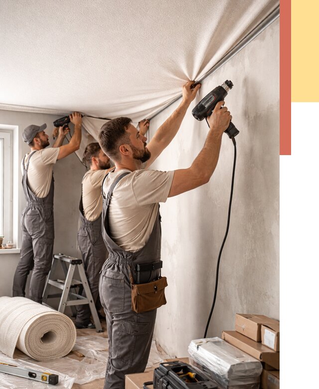 Монтаж фактурного натяжного потолка в соколе от 781 руб. — ОТДЕЛОЧНИК-Скл