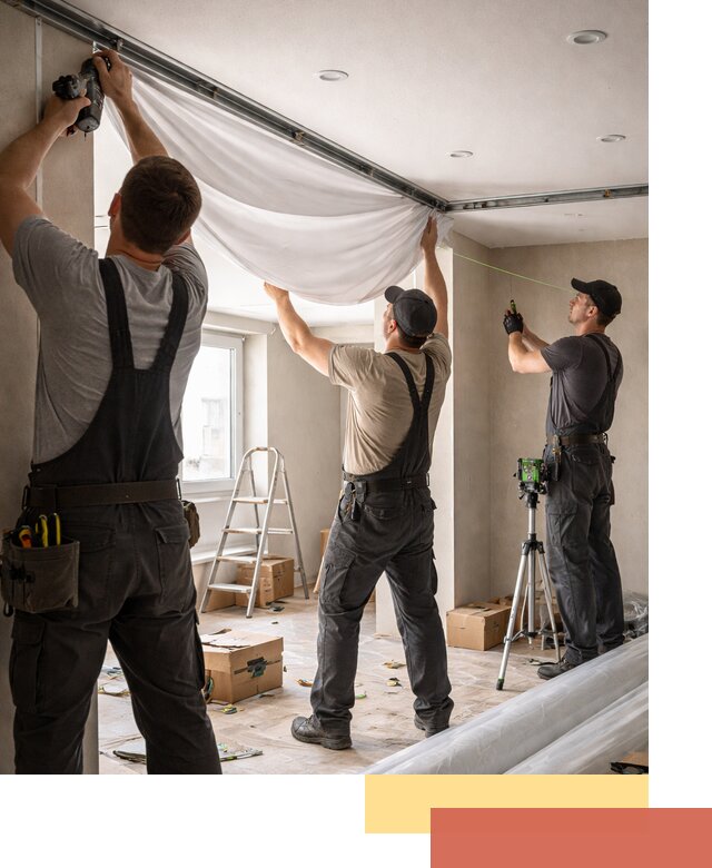 Монтаж парящего натяжного потолка под ключ в соколе