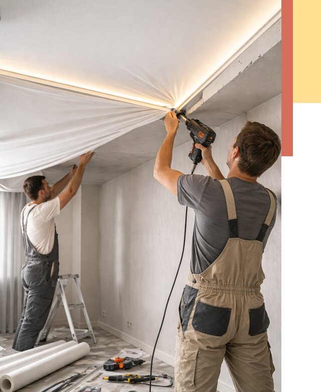 Монтаж натяжного потолка с подсветкой в соколе от 990 руб. | ОТДЕЛОЧНИК-Скл