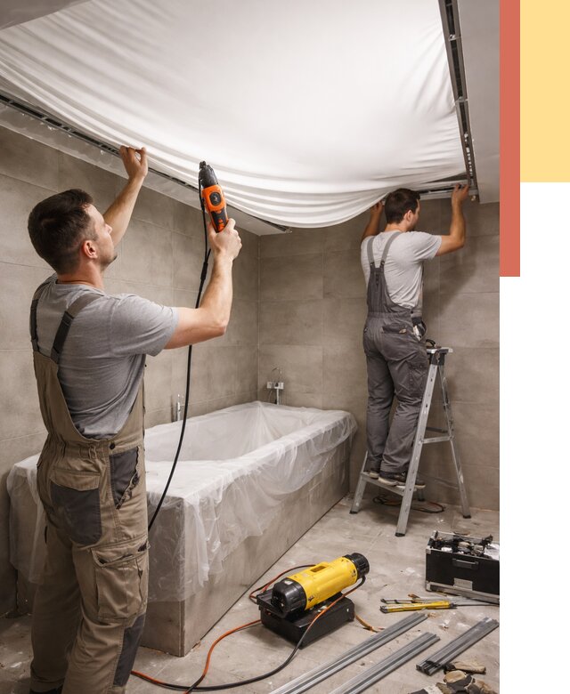 Монтаж натяжного потолка в ванной в соколе от 1250 руб. под ключ | ОТДЕЛОЧНИК-Скл