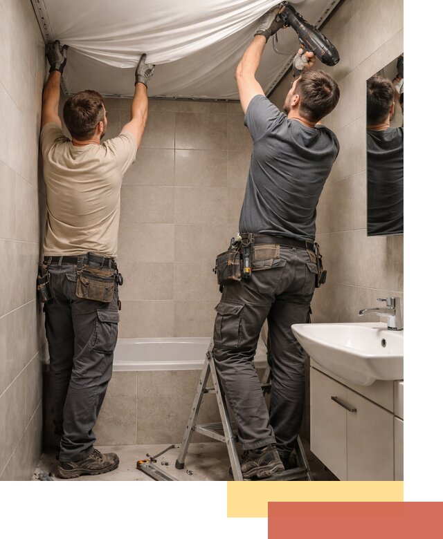 Монтаж натяжного потолка в ванной в соколе быстро и качественно