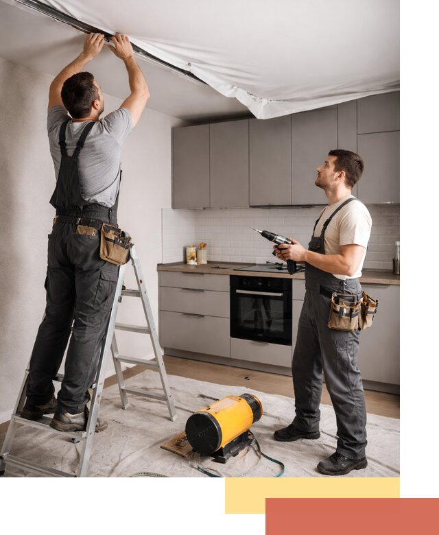 Монтаж натяжного потолка на кухне в соколе