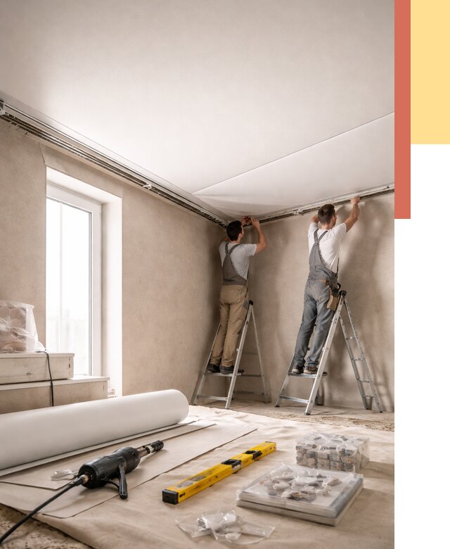 Монтаж натяжного потолка в спальне в соколе от 3959 руб. под ключ | ОТДЕЛОЧНИК-Скл