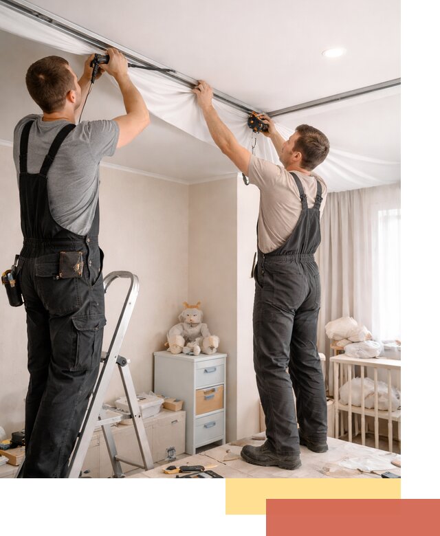 Монтаж натяжного потолка в детской комнате в соколе