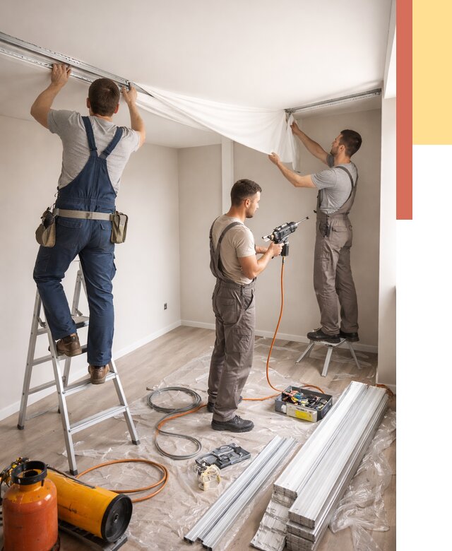 Монтаж натяжного потолка в студии в соколе от 5730 руб. — быстро и недорого | ОТДЕЛОЧНИК-Скл