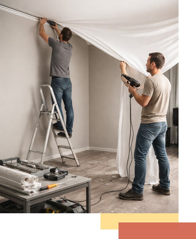 Монтаж натяжного потолка в студии в соколе