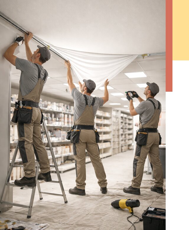 Монтаж натяжного потолка в магазине в соколе от 4689 руб. быстро и недорого | ОТДЕЛОЧНИК-Скл