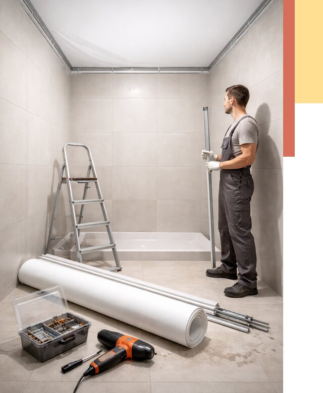 Монтаж натяжного потолка в санузле в соколе от 1928 руб. — ОТДЕЛОЧНИК-Скл