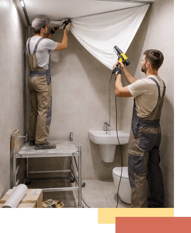 Монтаж натяжного потолка в санузле в соколе