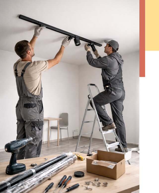 Установка трековых светильников в натяжной потолок в соколе от 4376 руб. | ОТДЕЛОЧНИК-Скл