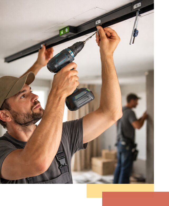 Установка трековых светильников в натяжной потолок в соколе