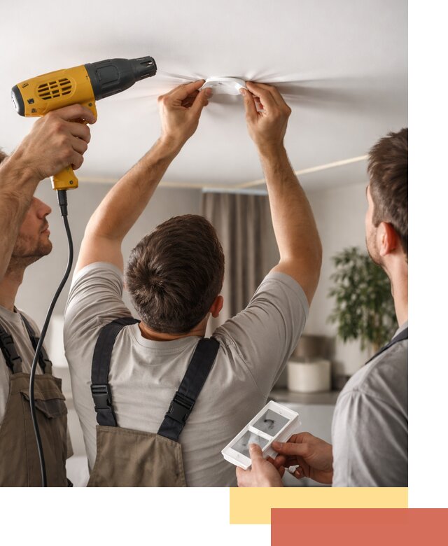 Ремонт прокола полотна натяжного потолка в соколе