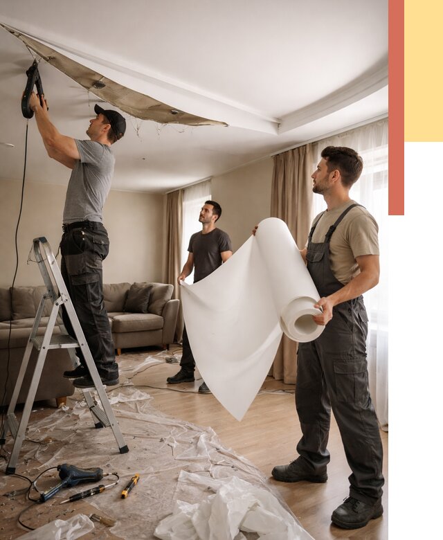 Замена полотна натяжного потолка в соколе от 9898 руб. быстро и недорого | ОТДЕЛОЧНИК-Скл