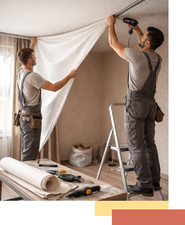 Замена полотна натяжного потолка в соколе быстро и качественно