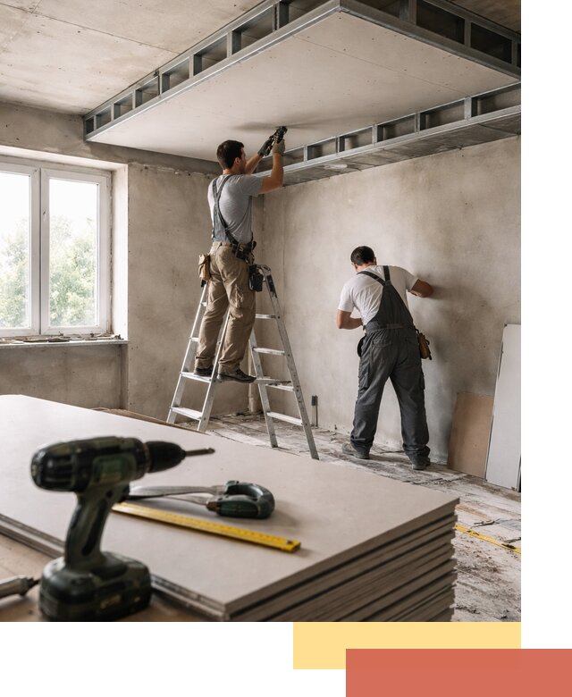 Двухуровневый потолок из гипсокартона в соколе