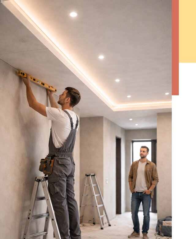 Потолок из гипсокартона с подсветкой в соколе от 781 руб./м2 под ключ | ОТДЕЛОЧНИК-Скл