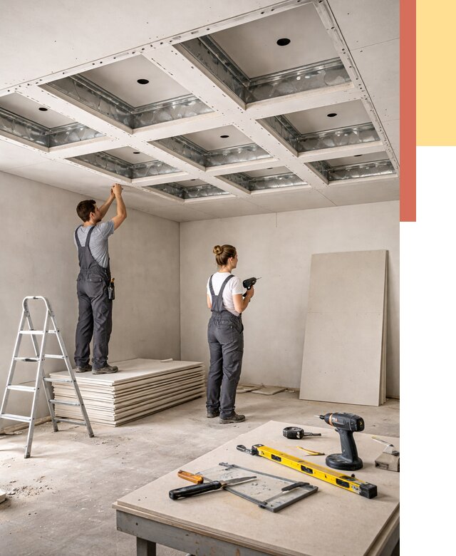 Кессонный потолок из гипсокартона в соколе от 1928 руб. — монтаж и под ключ | ОТДЕЛОЧНИК-Скл