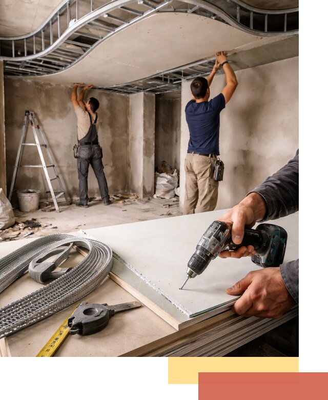 Криволинейный потолок из гипсокартона в соколе — монтаж и отделка