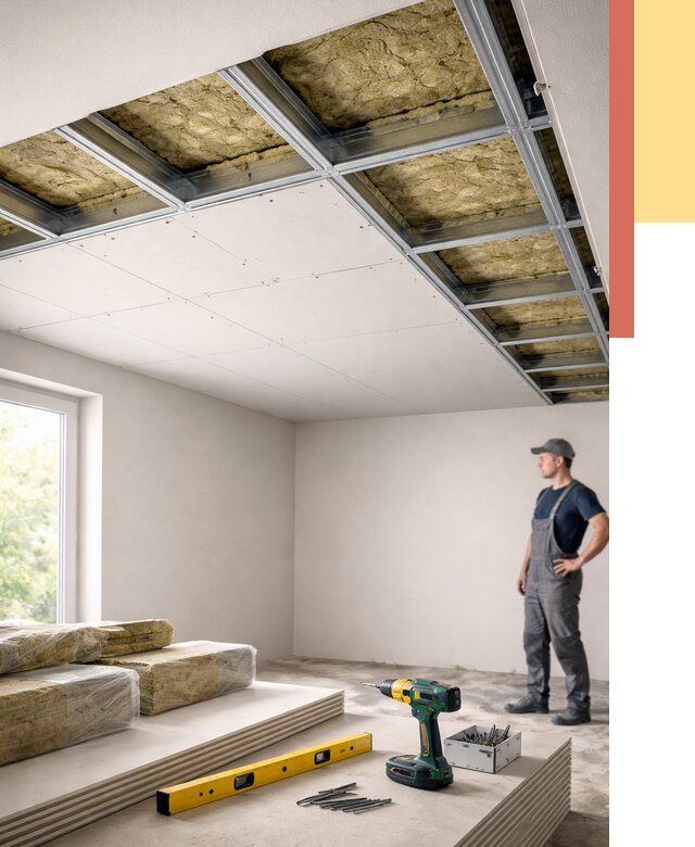 Звукоизоляция потолка ГКЛ в соколе от 990 руб. — монтаж под ключ | ОТДЕЛОЧНИК-Скл