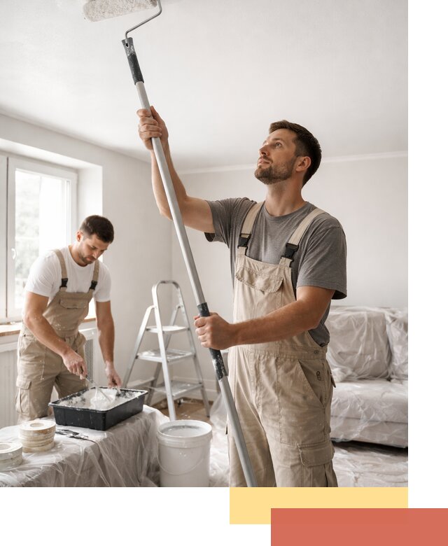 Покраска потолка водоэмульсионной краской в соколе