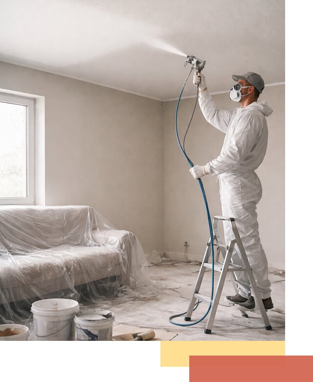 Покраска потолка краскопультом в соколе быстро и качественно